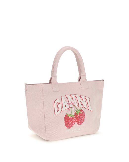 Ganni Pink Small Easy Shopper Raspberry Print