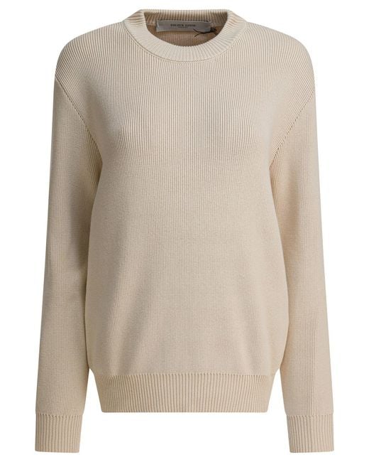 Golden Goose Deluxe Brand White Crew-Neck Sweater With Logo