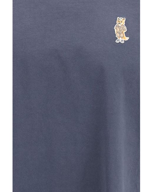Maison Kitsuné Blue Organic Cotton T-Shirt Shadow for men