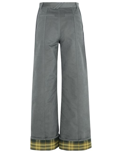 Burberry Gray Nylon Blend Trousers