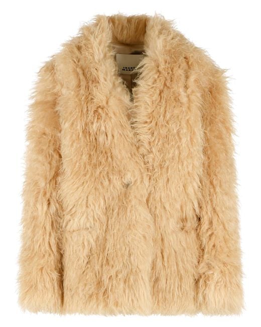 Isabel Marant Natural 'Mylae' Polyester Fur Coat