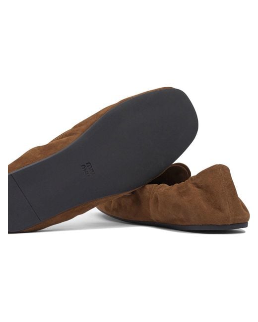 Miu Miu Brown Suede "Ruches" Loafers
