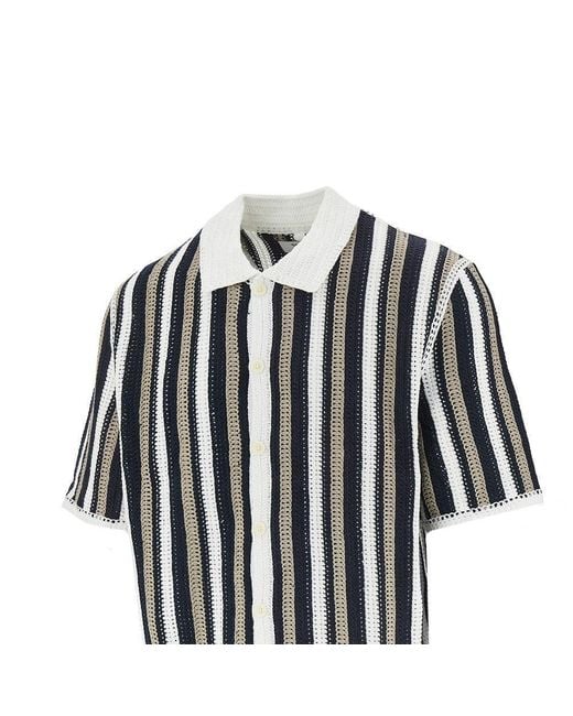 Wax London Black 'Porto' Crochet Knit Shirt for men
