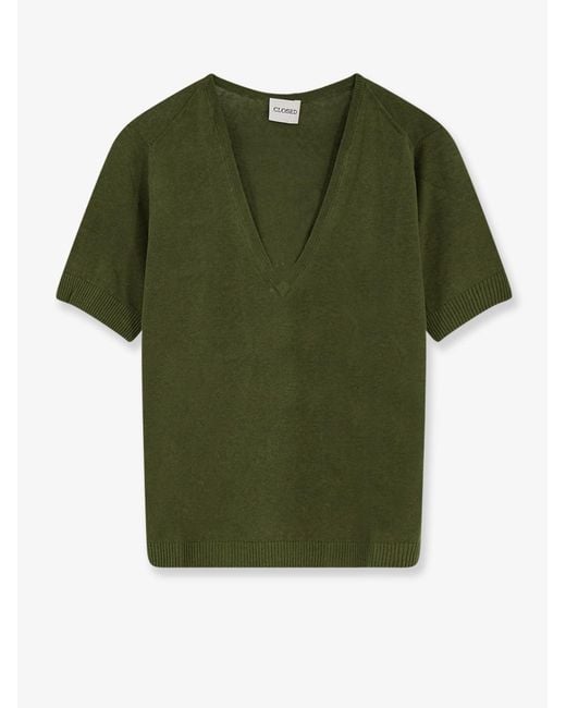 Closed Green Linen And Cotton Blend Sweater