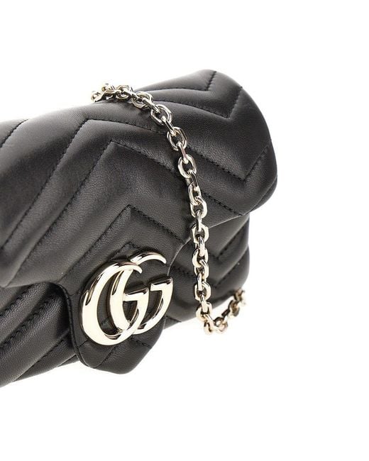 Gucci Black Nappa Leather 'Gg Marmont' Mini Bag