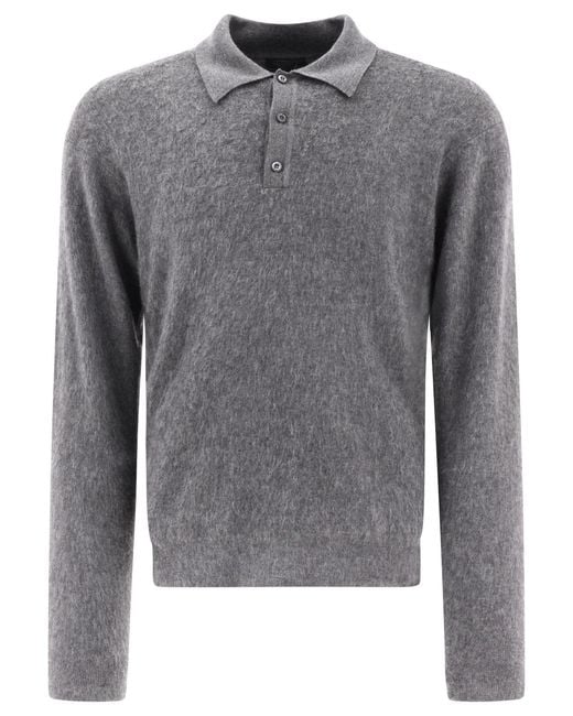 Prada Gray Cashmere And Silk Polo Shirt for men