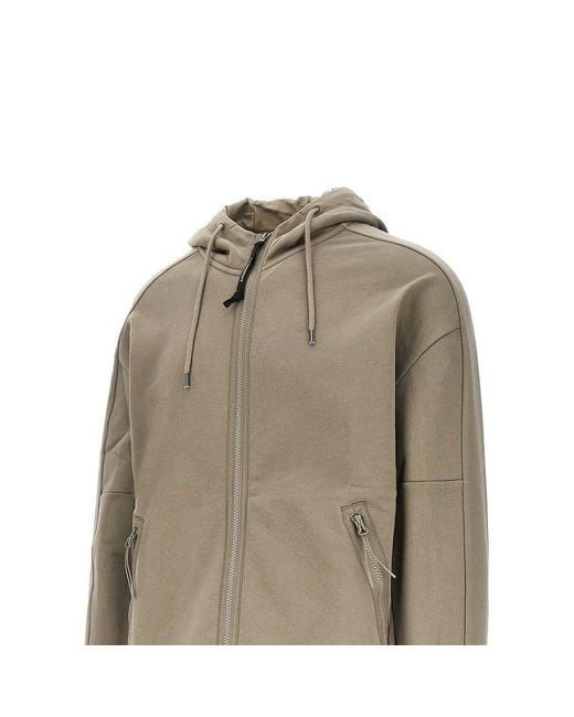 C P Company Green Cotton Full-Zip Hoodie for men