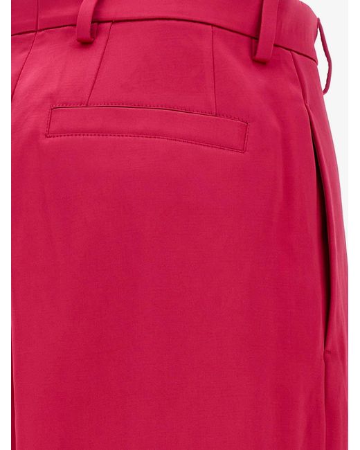 Dries Van Noten Red Penn Satin Trousers
