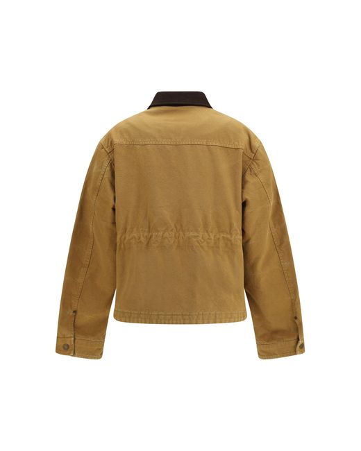 Acne Natural Canvas Jacket With Leather Collar
