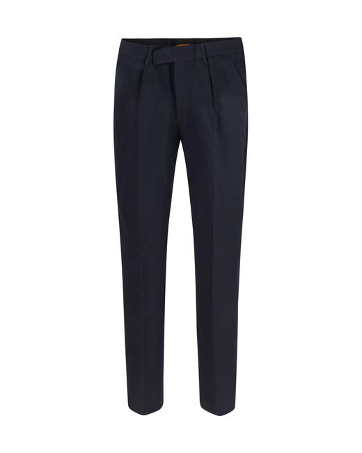 Zegna Blue Cotton And Linen Tailored Pants for men