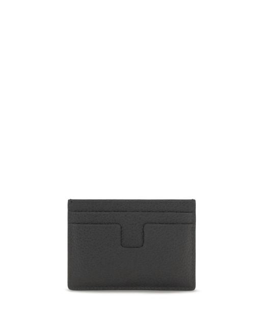 Tom Ford Gray Leather Card Holder for men