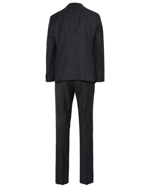 Luigi Bianchi Black Wool Suit