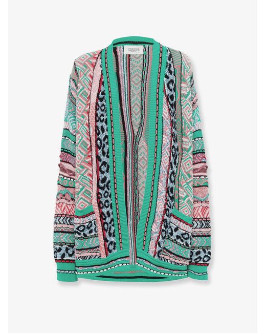 Laneus Green Cardigan Jacquard Cotton