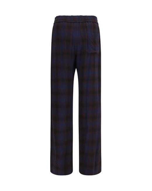 Dries Van Noten Blue Checked Trousers for men