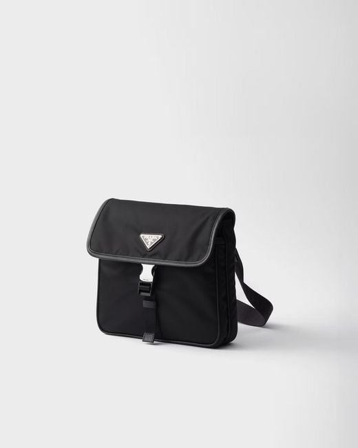 Prada Black Re-Nylon And Saffiano Leather Crossbody Bag for men