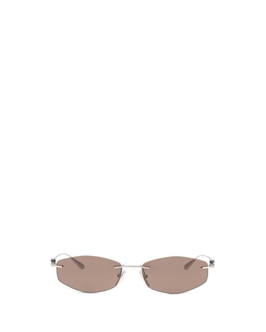 Balenciaga White Geometric Oval Sunglasses for men