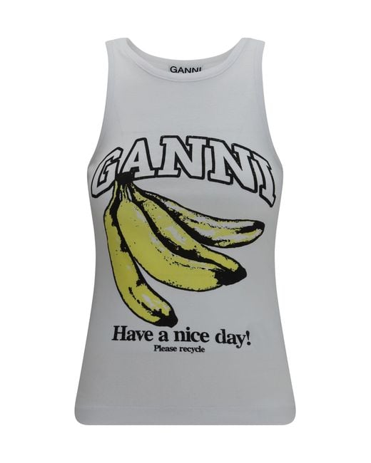 Ganni Gray Banana Cotton Tank Top