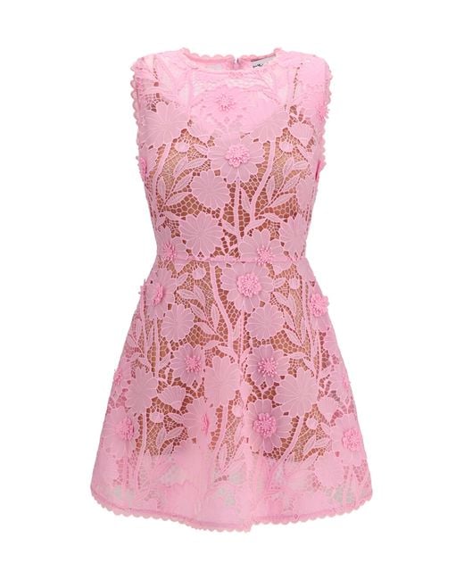 Self-Portrait Pink Short Lace Dress