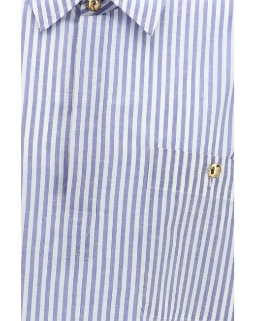 Valentino Blue Short-Sleeve Shirt With Logo Buttons for men
