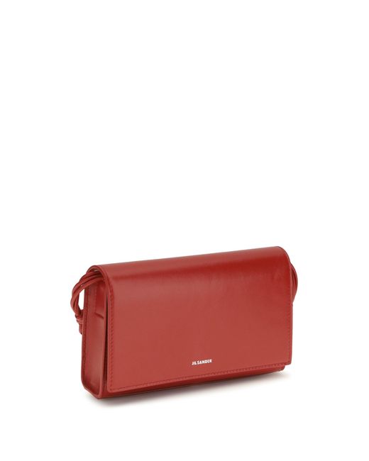 Jil Sander Red Tangle Crossbody Wallet