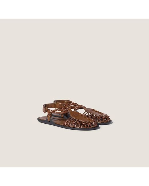 Miu Miu Brown Leather And Cord Sandals