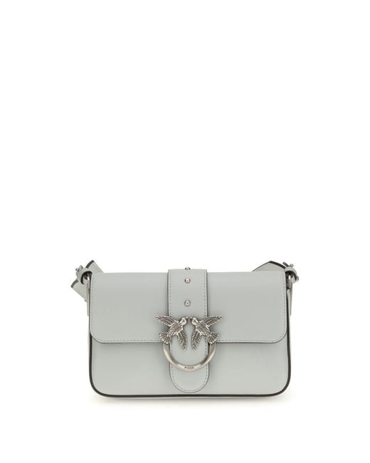 Pinko Gray Shoulder Bag Mini Love Pearl