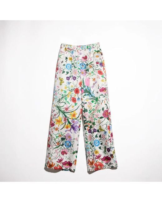 Gucci Blue Silk Wide Leg Pants