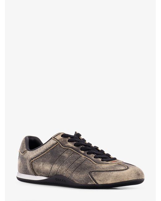Gucci Brown Shift Delave Leather Sneakers