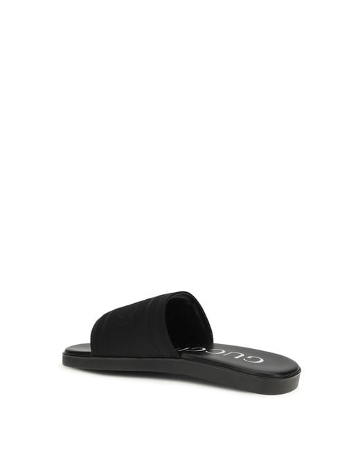 Gucci Black Jacquard Fabric Slides for men