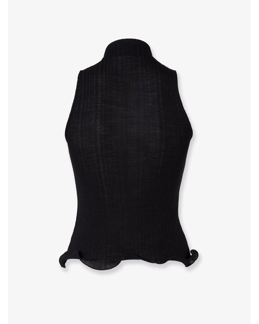 Fendi Black Ribbed Virgin Wool Top