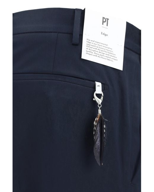 PT Torino Blue Cotton Trousers for men