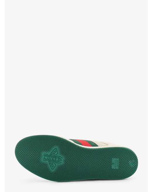 Gucci White Screener Mesh And Leather Sneakers With Nastro Web On The Side for men