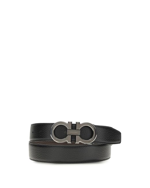 Ferragamo Black Leather Belt Calf Bos Taurus E Braces for men