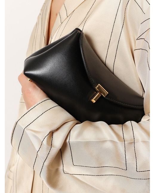 Totême  White Mini T-Lock Leather Clutch
