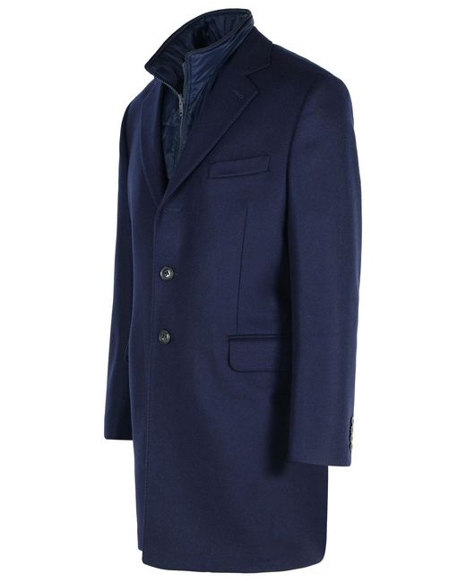 Fay Blue Wool Blend Coat for men