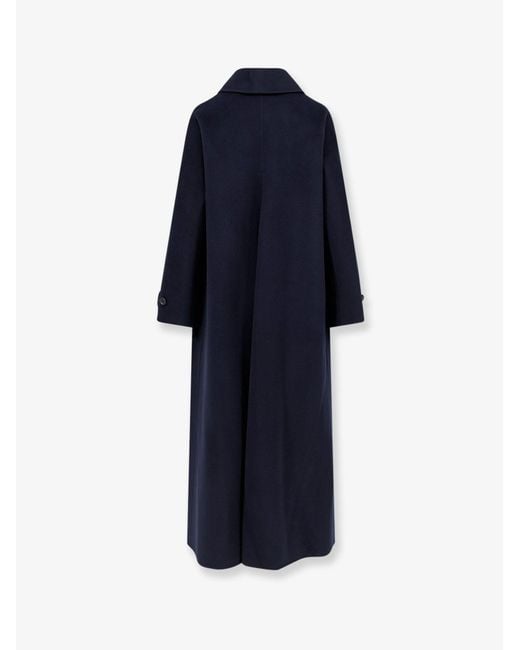 Aspesi Blue Double-Breasted Wool Coat