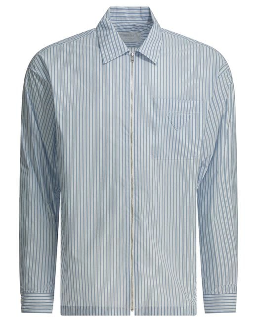 Prada Blue Zippered Shirt for men