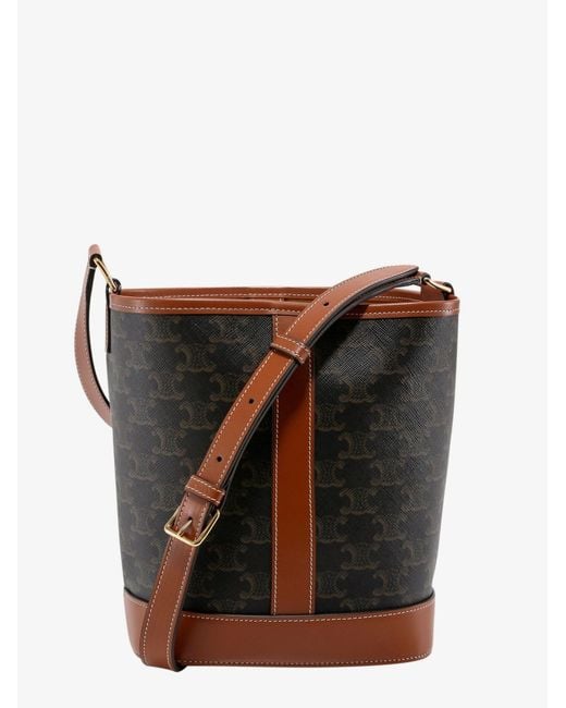 Céline Black Triomphe Coated Canvas Bucket Bag