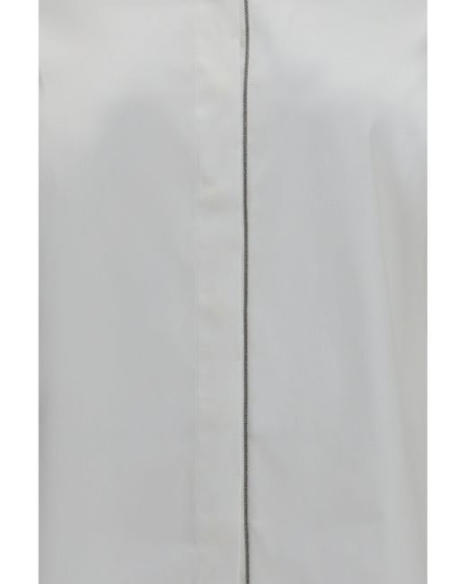 Brunello Cucinelli White Stretch Cotton Poplin Shirt