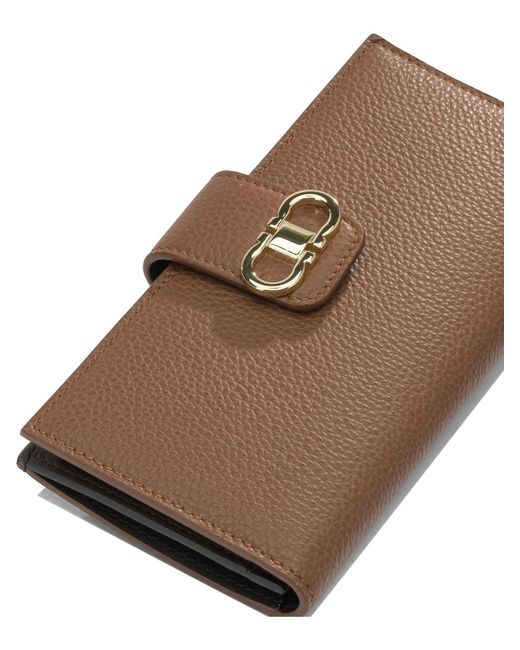 Ferragamo Brown "Gancini Continental" Wallet