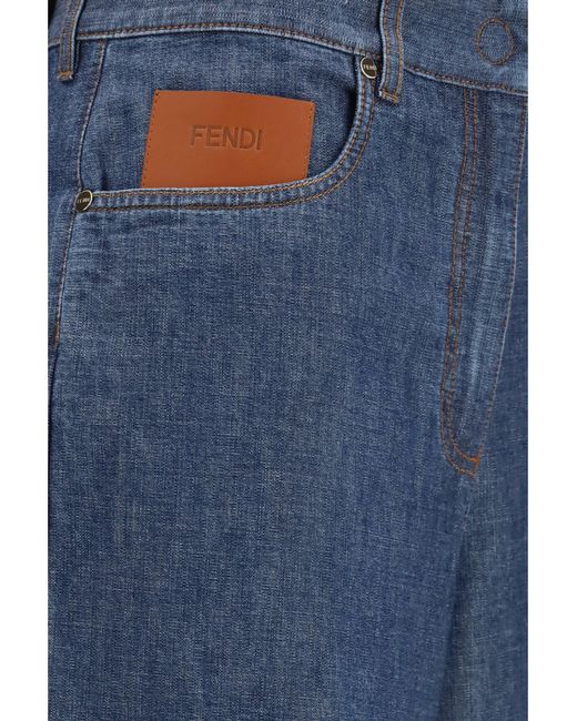 Fendi Blue Jeans Wide-Leg Chambray