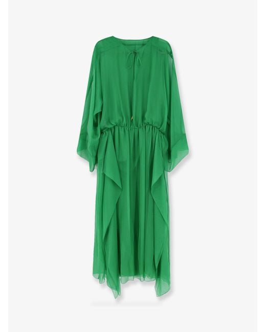 Alberta Ferretti Green Silk Long Dress