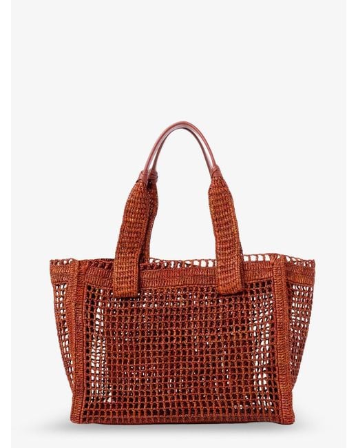 Chloé Red East-West Summer Banana Raffia Shoulder Bag