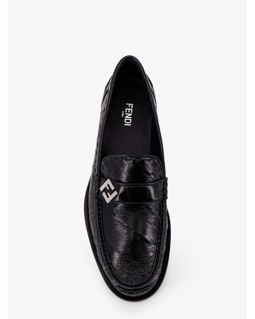 Fendi Black Missina Leather Loafers for men