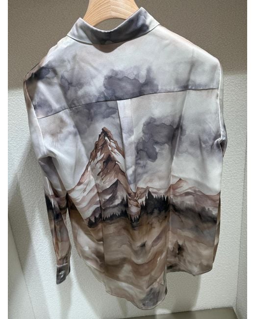 SLEEP NO MORE Gray Silk Shirt With Fantasy Canvas