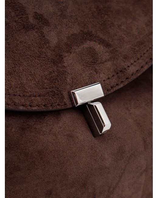 Totême  Brown T-Lock Suede Handbag