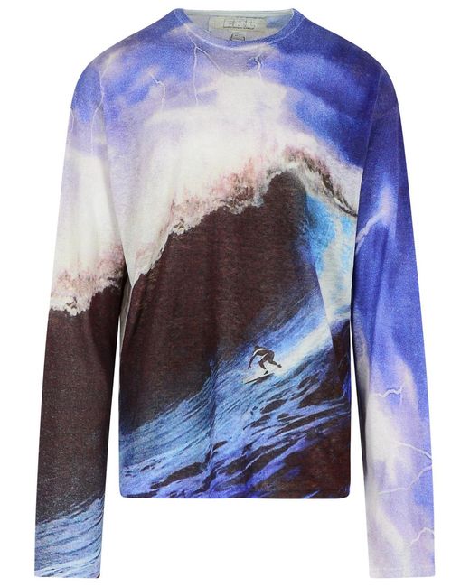 ERL Blue Nylon Blend Sweater for men