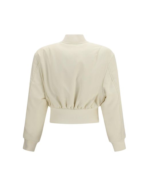 Balenciaga White Cropped Bomber Jacket