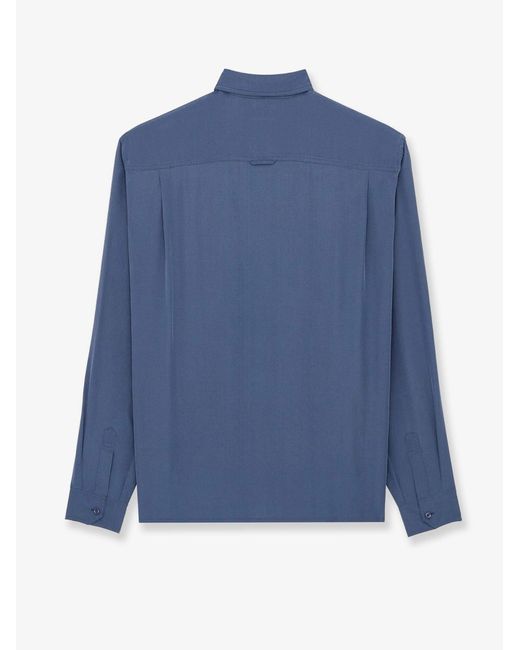 Saint Laurent Blue Certified Viscose And Silk Shirt for men