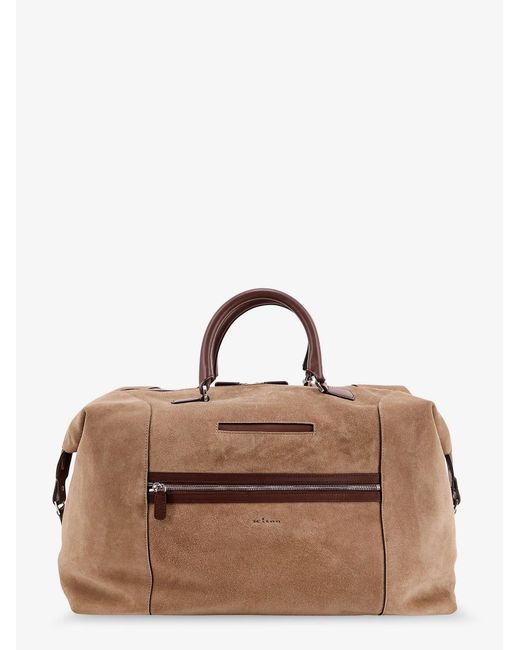 Men's Brown Suede Weekend Travel Bag Slate
